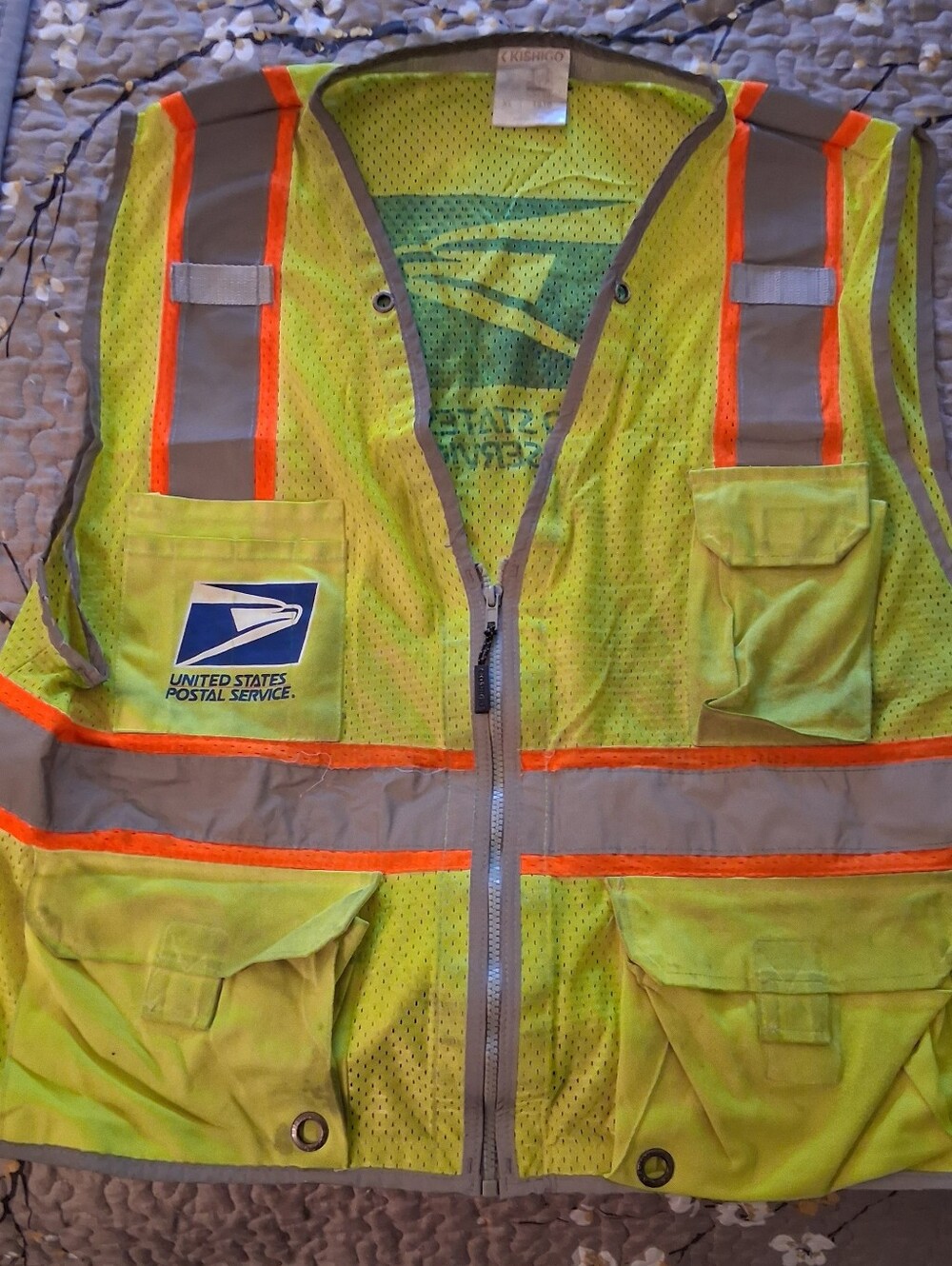 Vintage Used Kishigo USPS High-Visibility Safety Vest Size XL Model 1510
